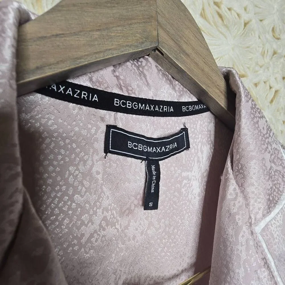 BCBGMAXAZRIA Pink Animal Print Jacquard Satin Pajama Set Size Small